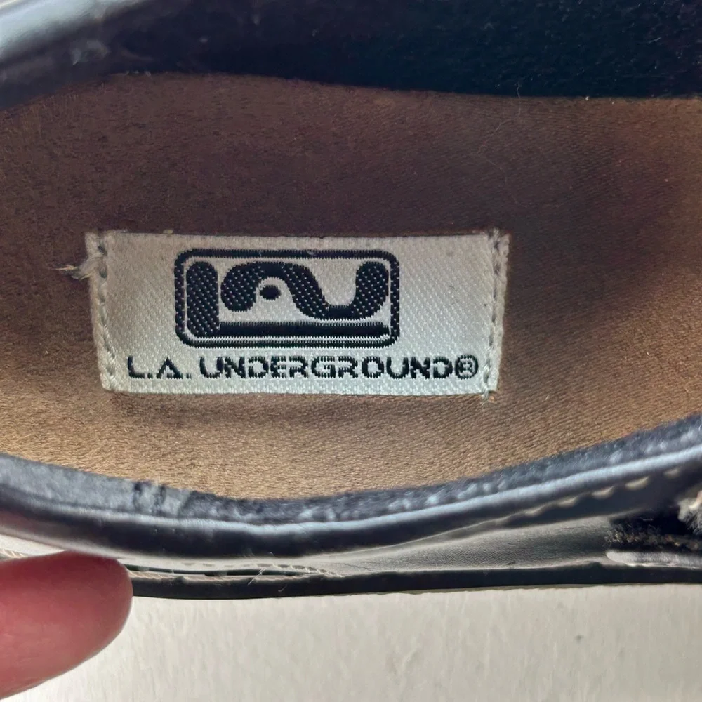 LA Underground Shoes Y2K Black Mary Jane Buckle Stitch Academia Size 8.5 - Picture 6 of 7